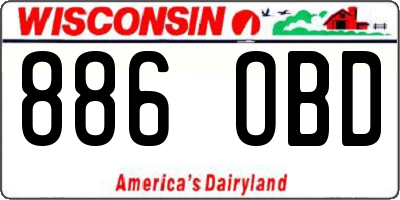 WI license plate 886OBD