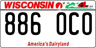 WI license plate 886OCO