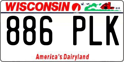 WI license plate 886PLK
