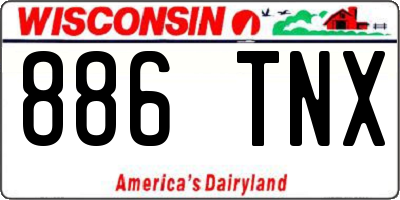 WI license plate 886TNX