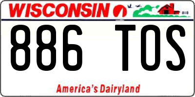 WI license plate 886TOS
