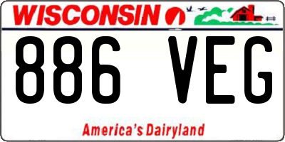 WI license plate 886VEG