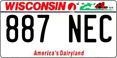 WI license plate 887NEC