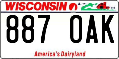 WI license plate 887OAK