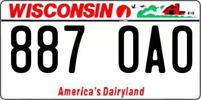 WI license plate 887OAO