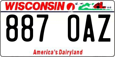 WI license plate 887OAZ