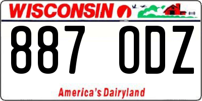 WI license plate 887ODZ