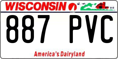 WI license plate 887PVC