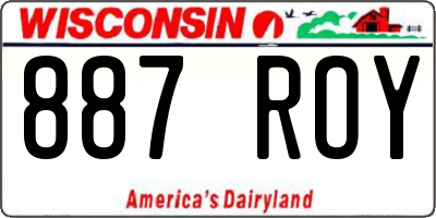 WI license plate 887ROY