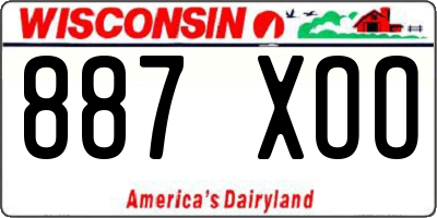 WI license plate 887XOO