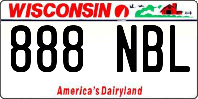 WI license plate 888NBL