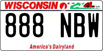 WI license plate 888NBW