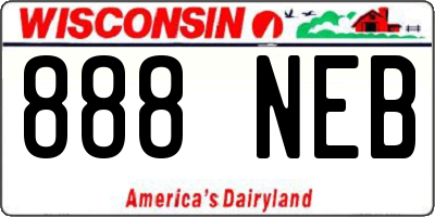 WI license plate 888NEB