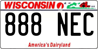 WI license plate 888NEC