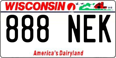 WI license plate 888NEK