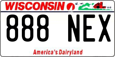 WI license plate 888NEX