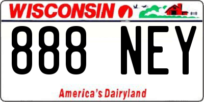 WI license plate 888NEY