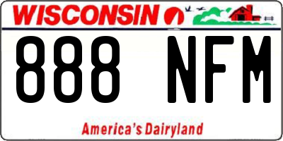 WI license plate 888NFM