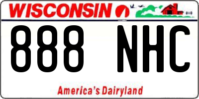WI license plate 888NHC