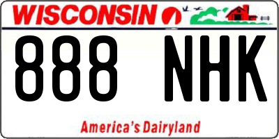 WI license plate 888NHK