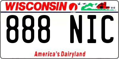 WI license plate 888NIC