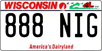 WI license plate 888NIG