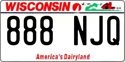 WI license plate 888NJQ