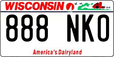 WI license plate 888NKO