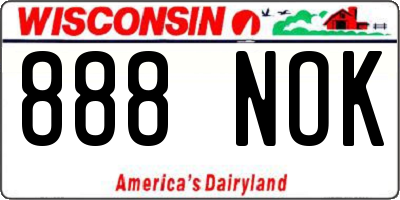 WI license plate 888NOK