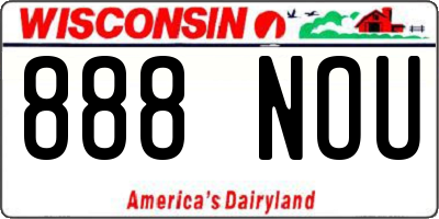WI license plate 888NOU