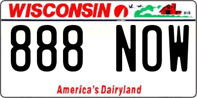 WI license plate 888NOW