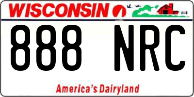 WI license plate 888NRC