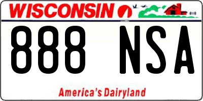 WI license plate 888NSA