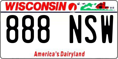 WI license plate 888NSW