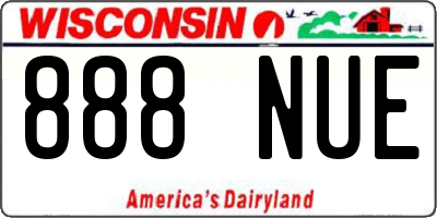 WI license plate 888NUE