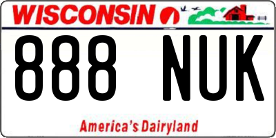 WI license plate 888NUK
