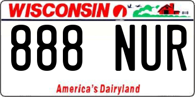 WI license plate 888NUR