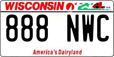 WI license plate 888NWC