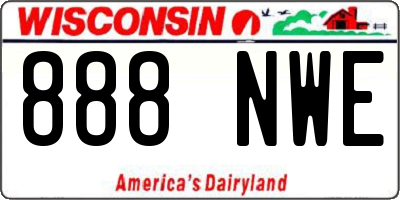 WI license plate 888NWE