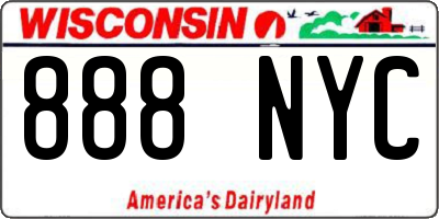 WI license plate 888NYC