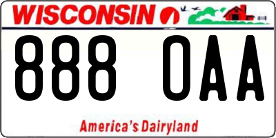 WI license plate 888OAA