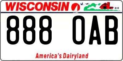 WI license plate 888OAB