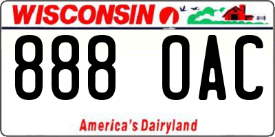 WI license plate 888OAC