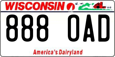 WI license plate 888OAD