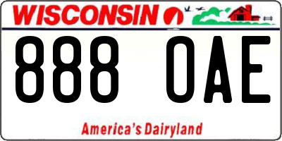WI license plate 888OAE