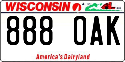 WI license plate 888OAK