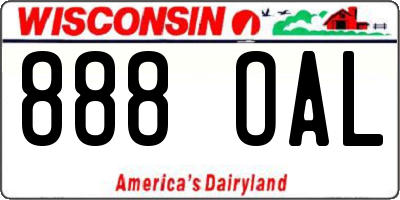 WI license plate 888OAL