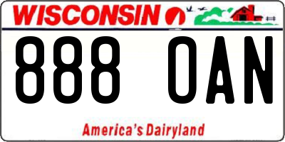 WI license plate 888OAN