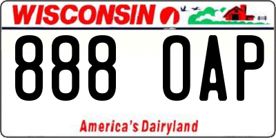 WI license plate 888OAP