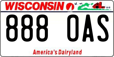 WI license plate 888OAS